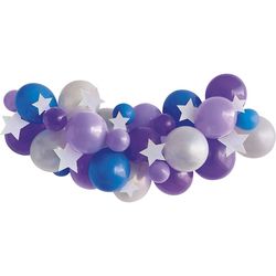 Set balónků na balónkový oblouk a papírové hvězdy fialovo-modrá