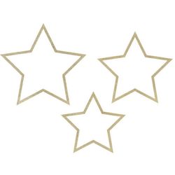 VÁNOČNÍ DEKORACE závěsná Hvězdy dřevěné zlaté 3ks