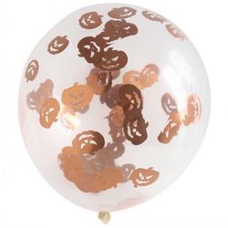 Balónky latexové transparentní s konfetami Dýně 30 cm 4 ks