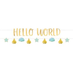 GIRLANDA s nápisem Hello World a doplňky 176cm 2ks