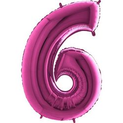 Balón fóliové číslo růžové 6 102 cm