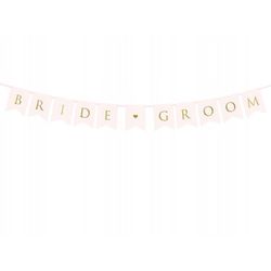 Banner papírový Bride Groom, sv. růžový - 15 x 155 cm
