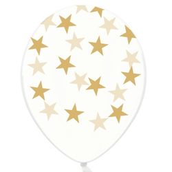 BALONKY 50ks  STARS GOLD transparentní