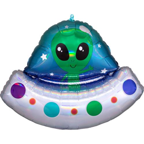 Balónek fóliový holografický Ufo Space party 71 x 53 cm