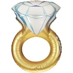 Balónek fóliový Prsten s diamantem zlatý 94 cm